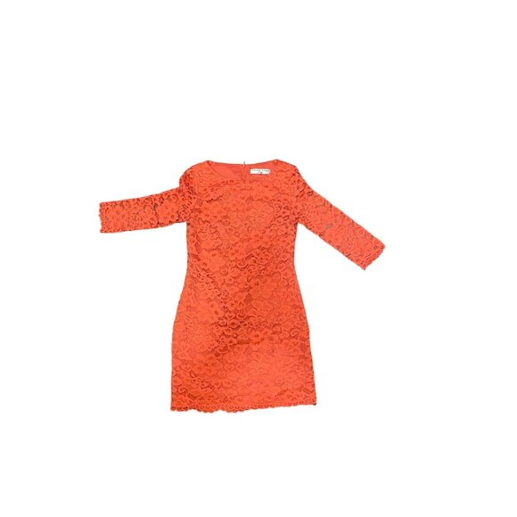Trina Turk Orange Lace‎ Sheath Dress Small Cocktail Wedding Party - Picture 1 of 7